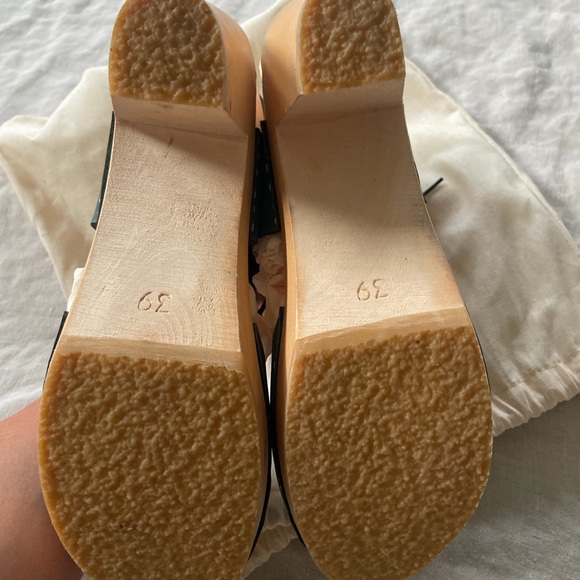 Bryr clogs, green peep toe heel with ties (rare style!) size 39 - Picture 5 of 5